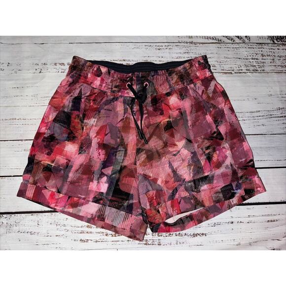 Lululemon Spring Break Away Shorts Sun Dazed Pink Black Drawstring Cuffed Size 2 - Picture 1 of 3